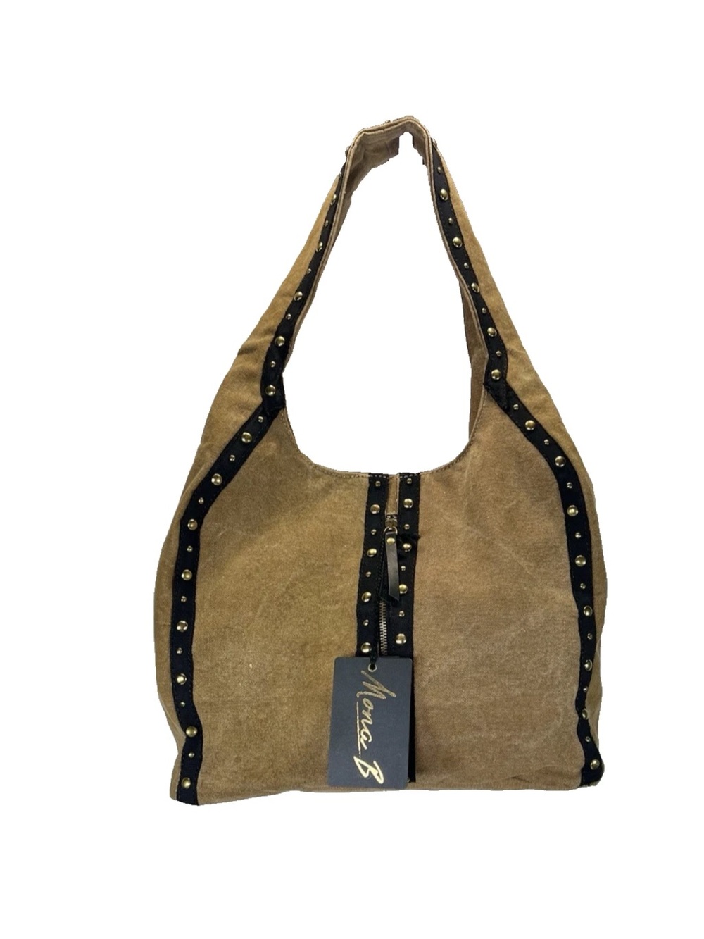 Mona B "Wild Streak" Canvas Hobo Bag NWT Upcycled/ Recycled Canvas Boho/ Rustic